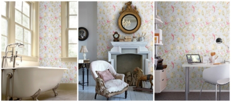 Summer Palace Duck Egg Floral Wallpaper, Laura Ashley